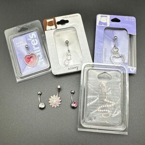 Bundle of New Belly Button Body Jewelry - Heart CZ 14g & more